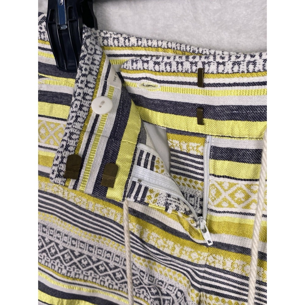 Boho Shorts Tassels 00 S Ann Taylor Loft Yellow Striped Festival Beachy Coastal - Picture 4 of 10